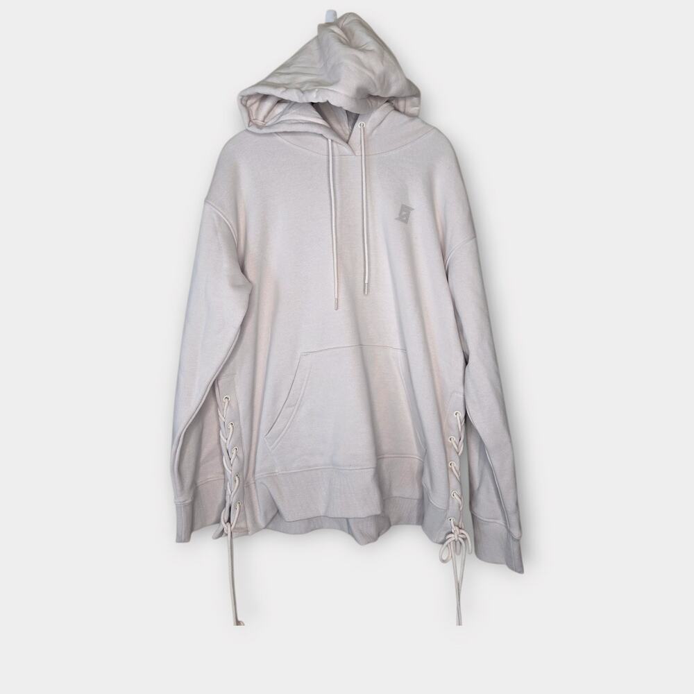 Faith Connexion Oversized Cream Pullover Hoodie Lace Up Side Women's Medium